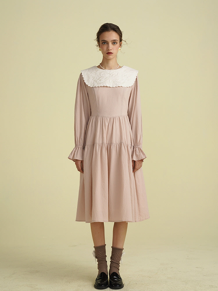 Victorian Embroidered Collar Dress