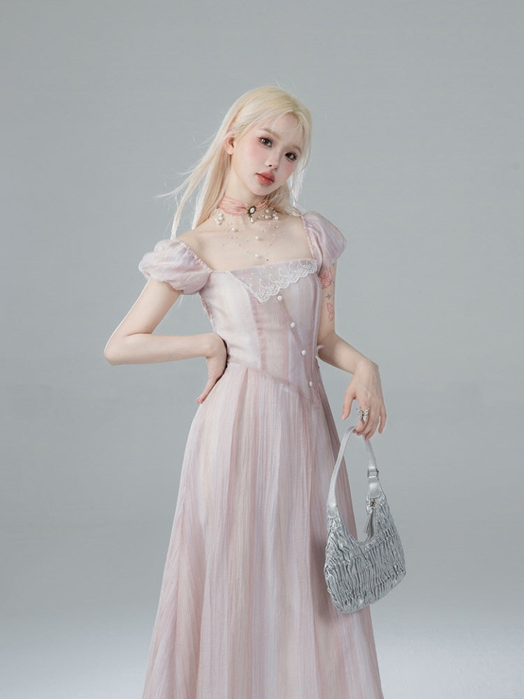 Ethereal Pearl Lace Dress