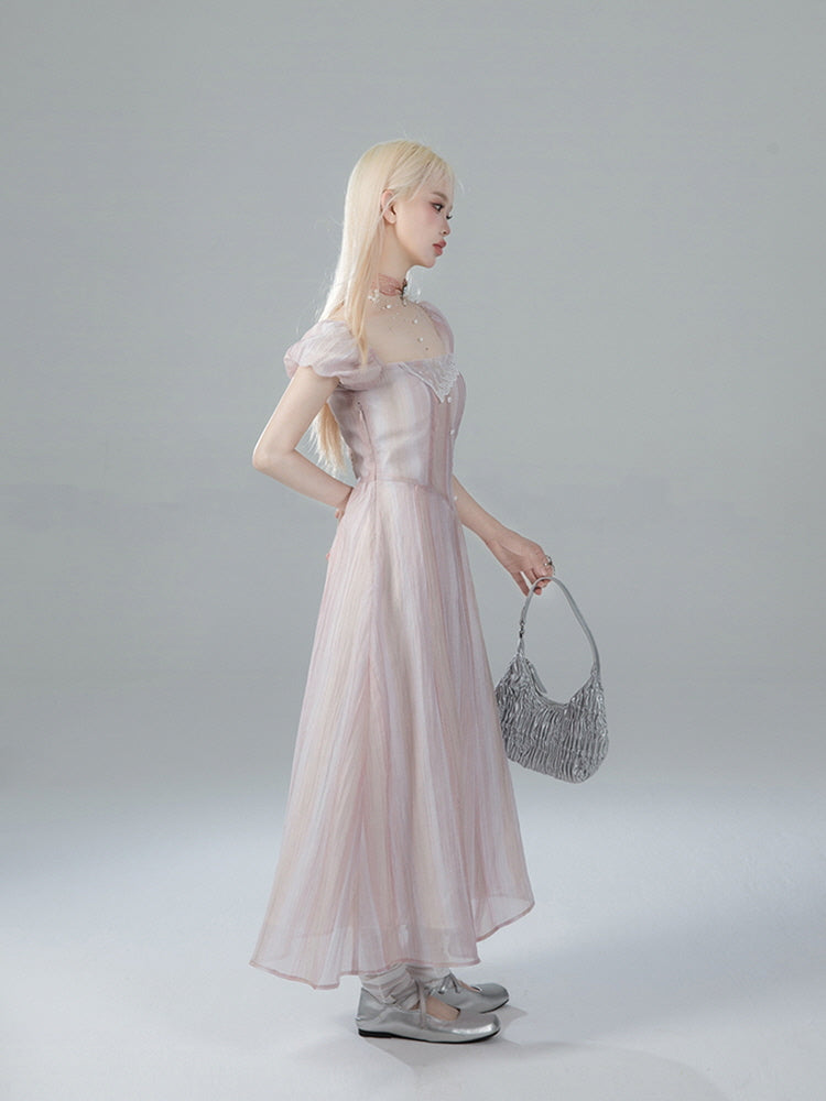 Ethereal Pearl Lace Dress