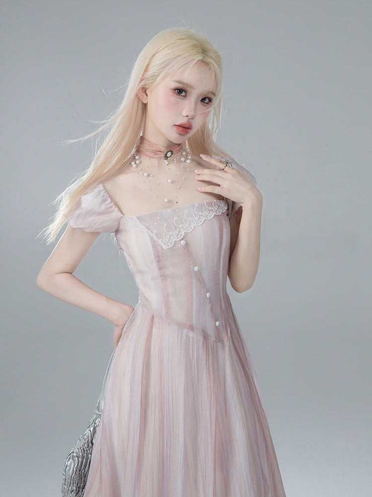 Ethereal Pearl Lace Dress