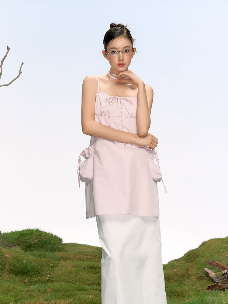 Ribbon Pocket Bustier Dress