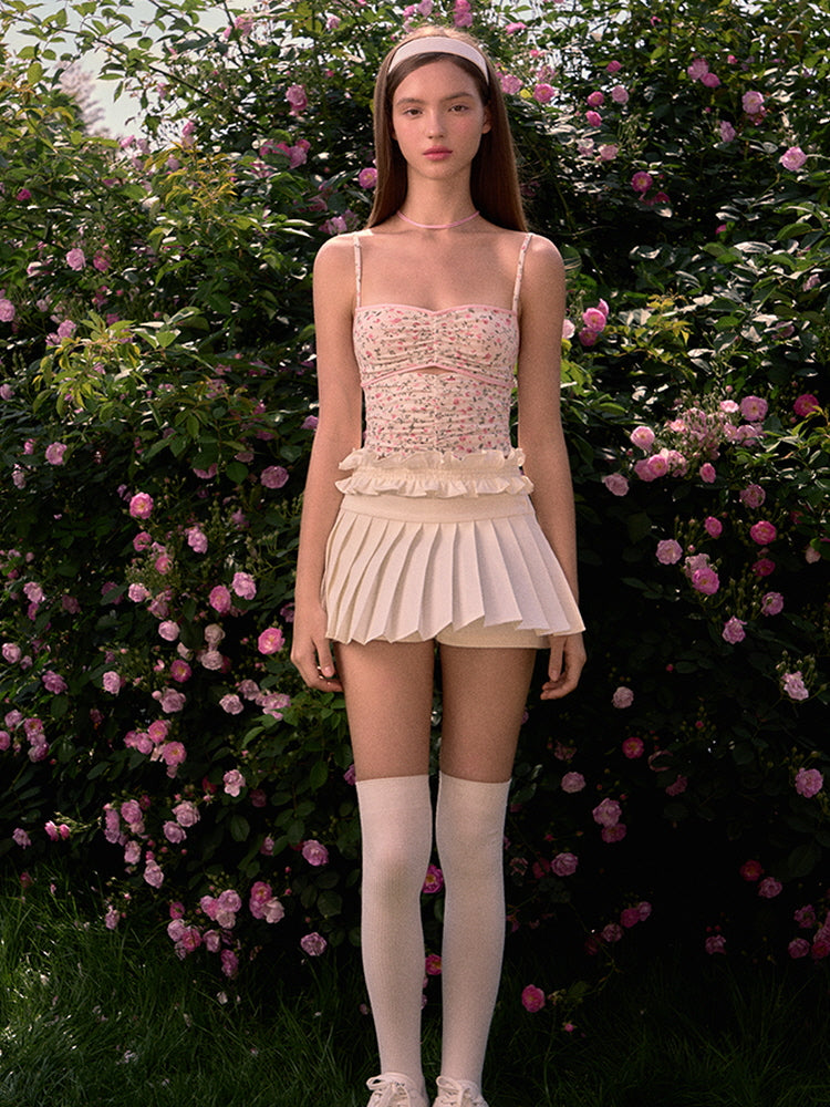 Floral Lace-Up Corset Top