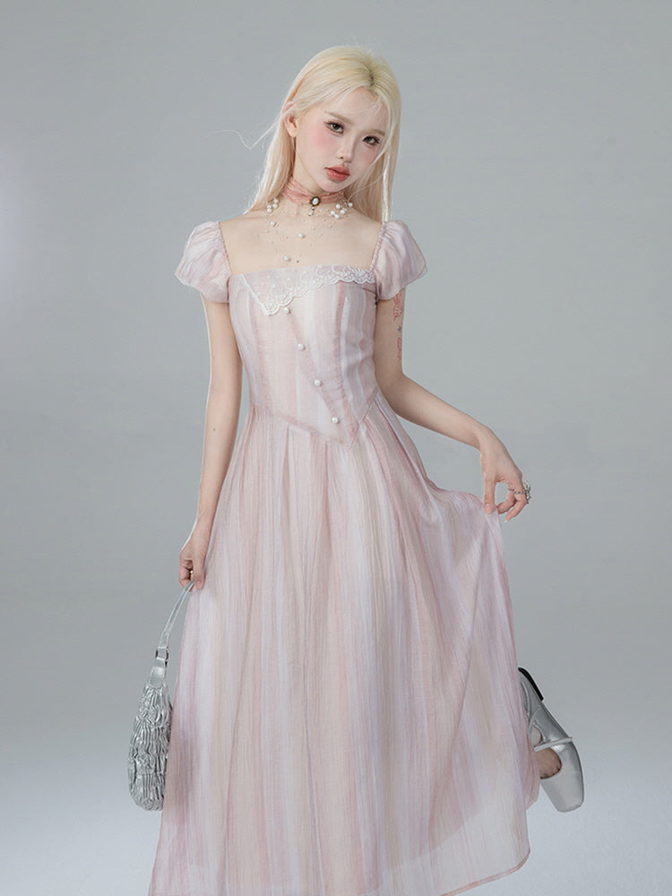 Ethereal Pearl Lace Dress
