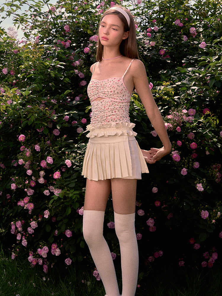 Floral Lace-Up Corset Top