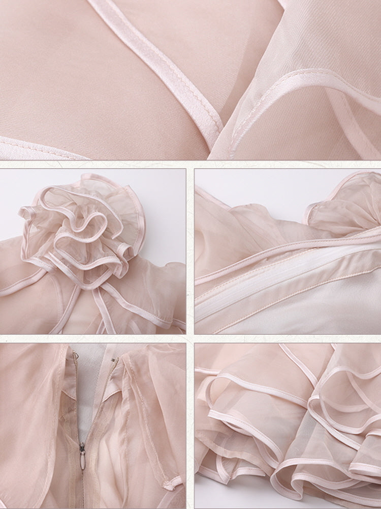 Whispering Petals Halter Cake Dress