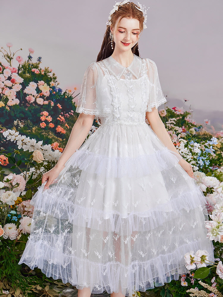 Whispering Petals Lace Midi Dress