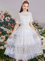 Whispering Petals Lace Midi Dress