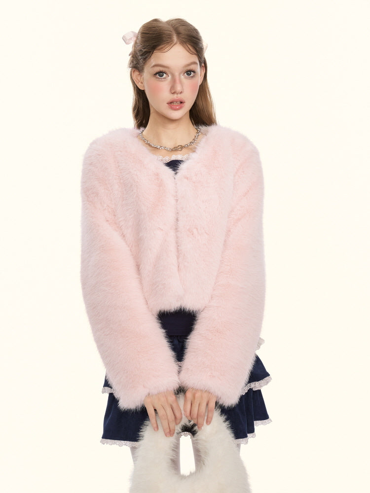 Blush Whisper Fox Fur Jacket