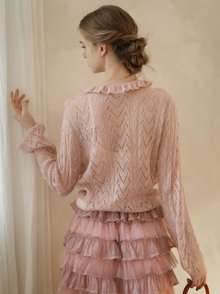 Milky Blossom Ruffle Knit
