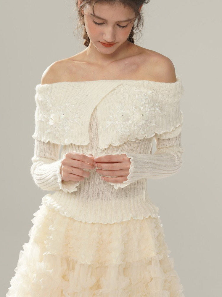 Milky Leopard Cloud Knit Blouse