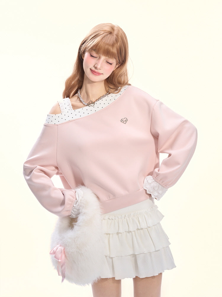 Strawberry Whispers Off-Shoulder Sweatshirt