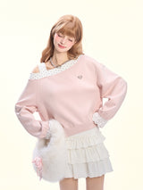 Strawberry Whispers Off-Shoulder Sweatshirt