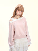Strawberry Whispers Off-Shoulder Sweatshirt