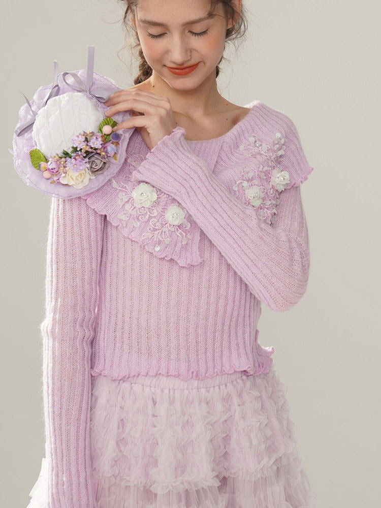 Milky Leopard Cloud Knit Blouse