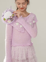 Milky Leopard Cloud Knit Blouse