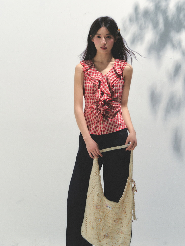 Peach Picnic Ruffle Blouse