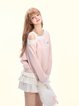 Strawberry Whispers Off-Shoulder Sweatshirt