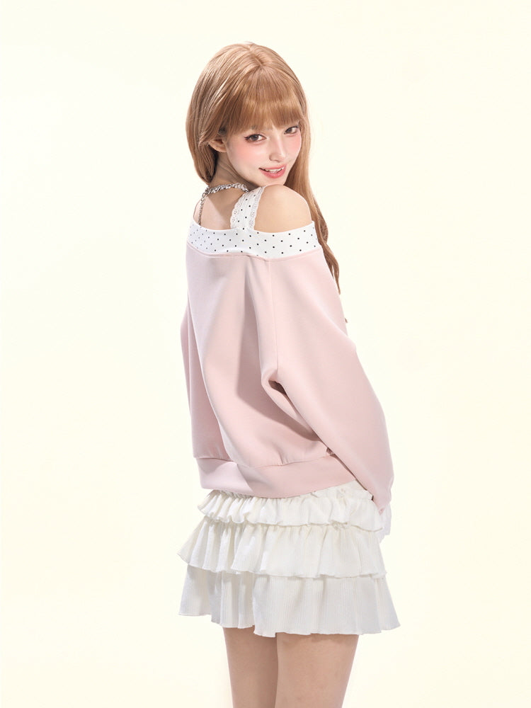 Strawberry Whispers Off-Shoulder Sweatshirt