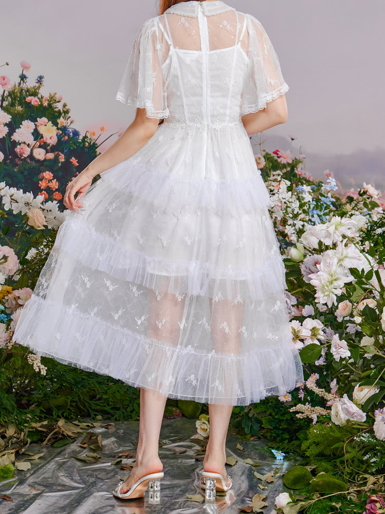 Whispering Petals Lace Midi Dress