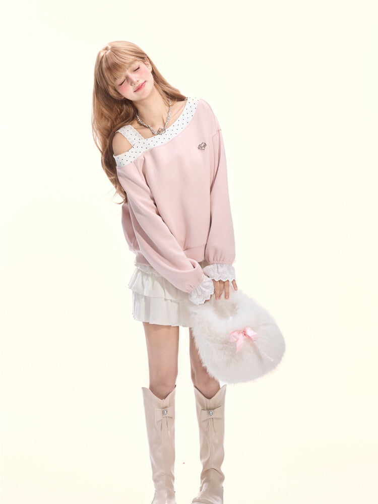 Strawberry Whispers Off-Shoulder Sweatshirt
