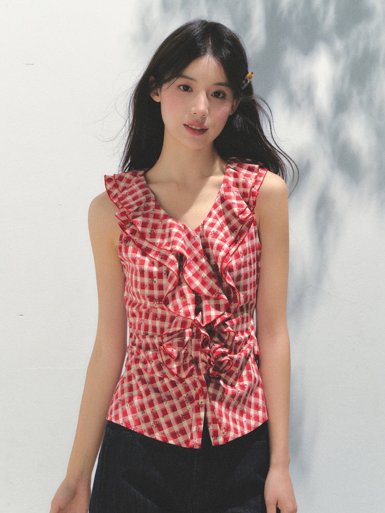Peach Picnic Ruffle Blouse