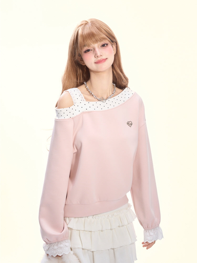 Strawberry Whispers Off-Shoulder Sweatshirt