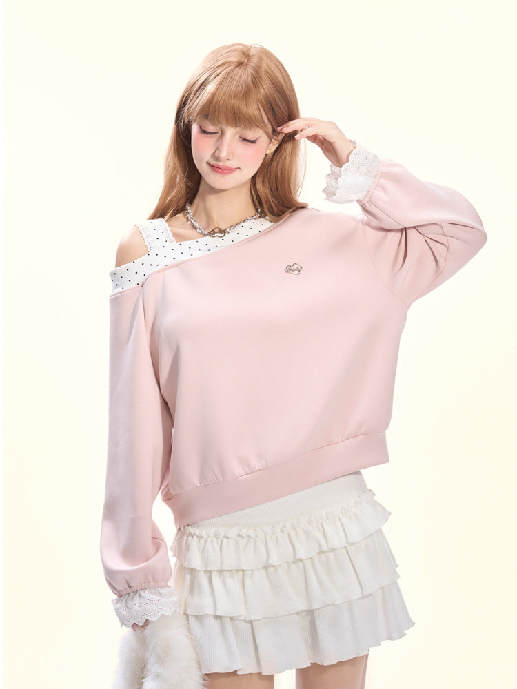 Strawberry Whispers Off-Shoulder Sweatshirt