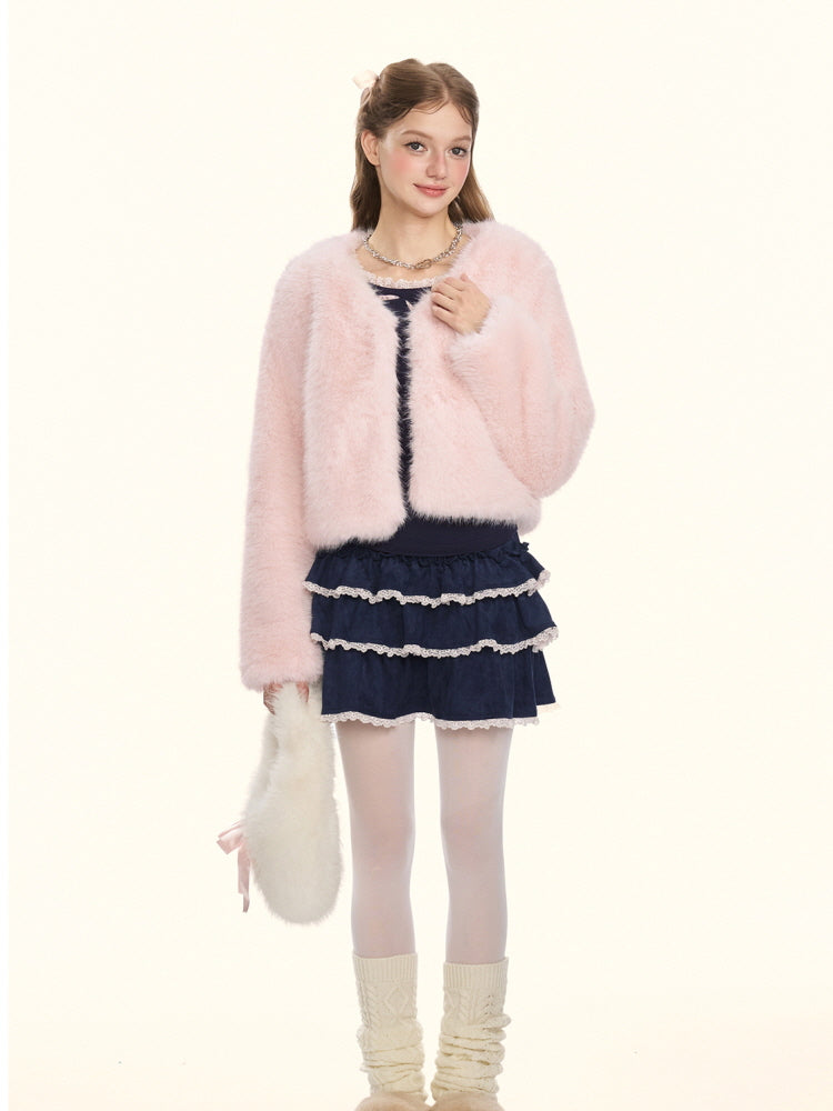 Blush Whisper Fox Fur Jacket
