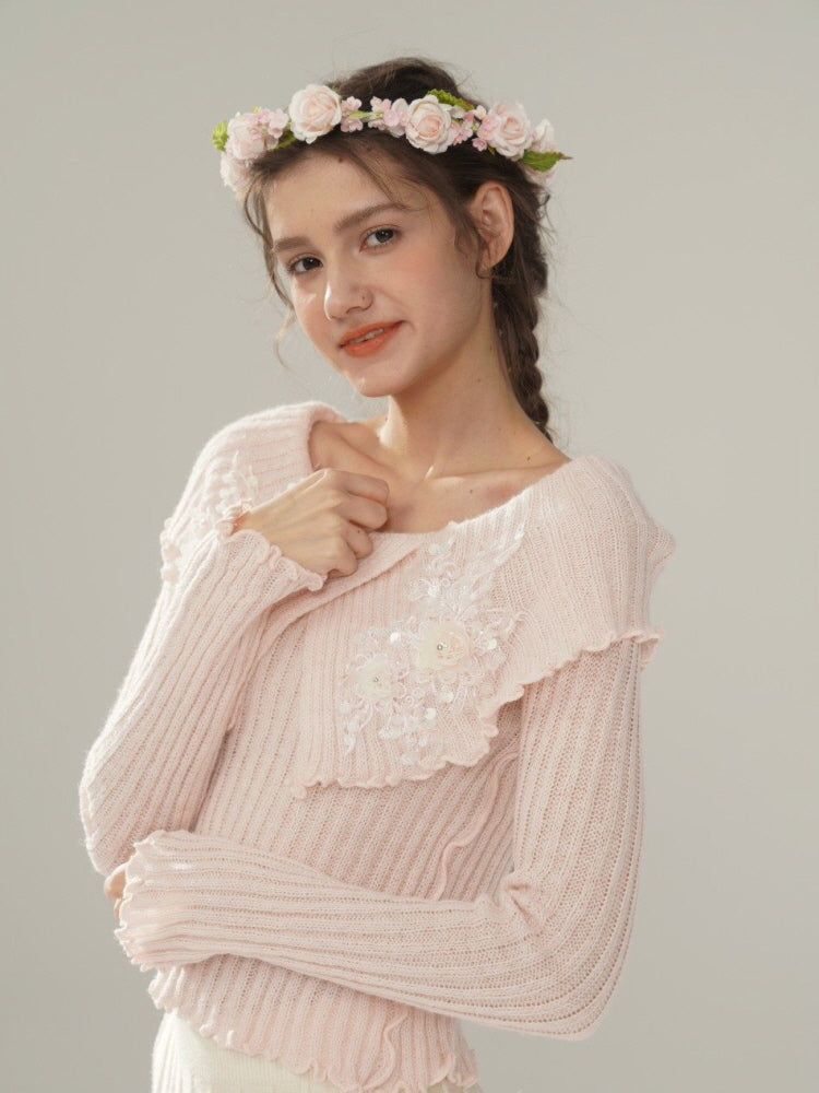 Milky Leopard Cloud Knit Blouse