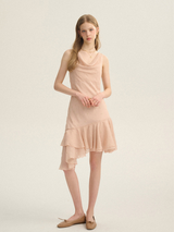 Starlit Peach Ruffle Dress