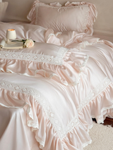 Pink Mist Romance Frill Bedding Set
