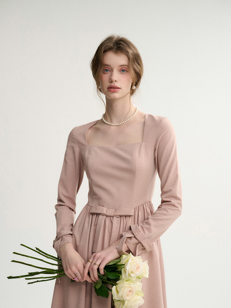 Dry Rose Elegance Wool Dress