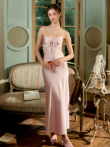 Rosé Satin Lattice Dress