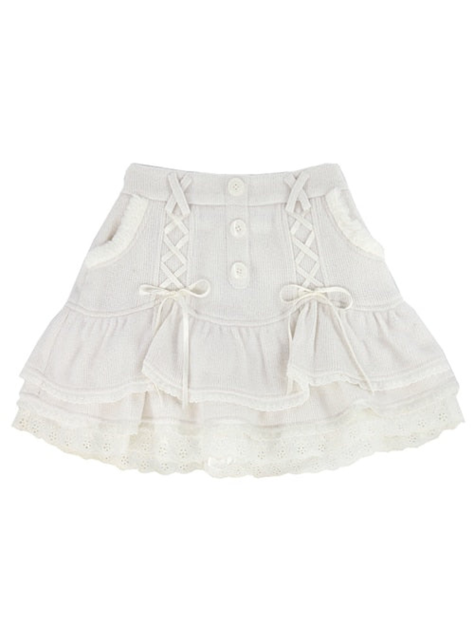 Pink White Soft Plush Lace-up Cake Skirt