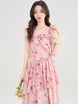 Rose Blossom Floral Tiered Dress