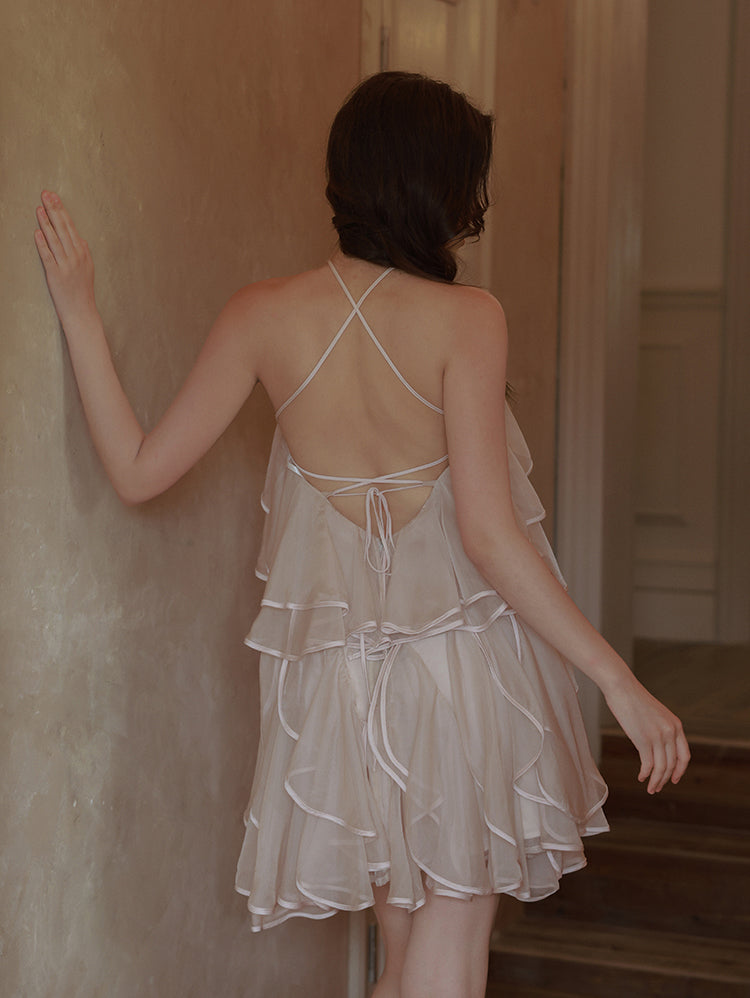 Whispering Petals Halter Cake Dress