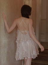 Whispering Petals Halter Cake Dress