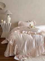 Pink Mist Romance Frill Bedding Set