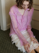 Bubblegum Whisper Sheer Silk Blouse