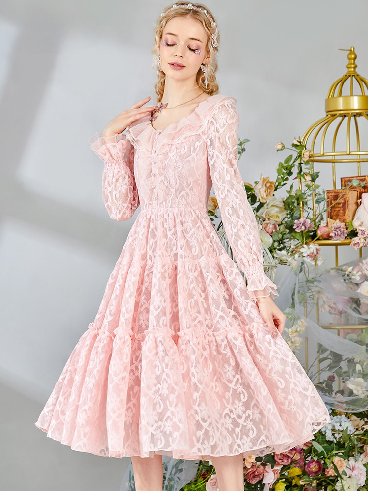 Romantic Embroidered Lace Dress