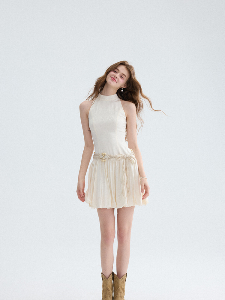 Peach Breeze Flare Mini Dress