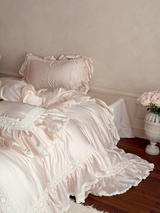 Pink Mist Romance Frill Bedding Set