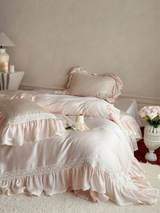 Pink Mist Romance Frill Bedding Set