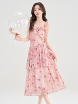 Rose Blossom Floral Tiered Dress