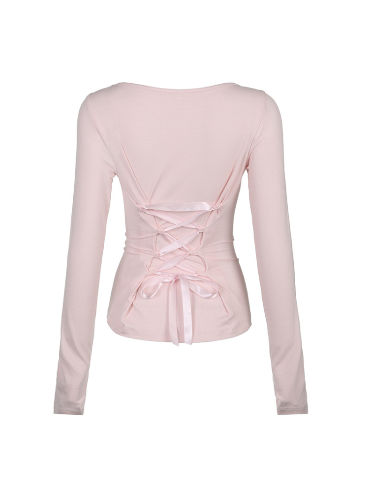 Satin Lace-Up Ballet Top
