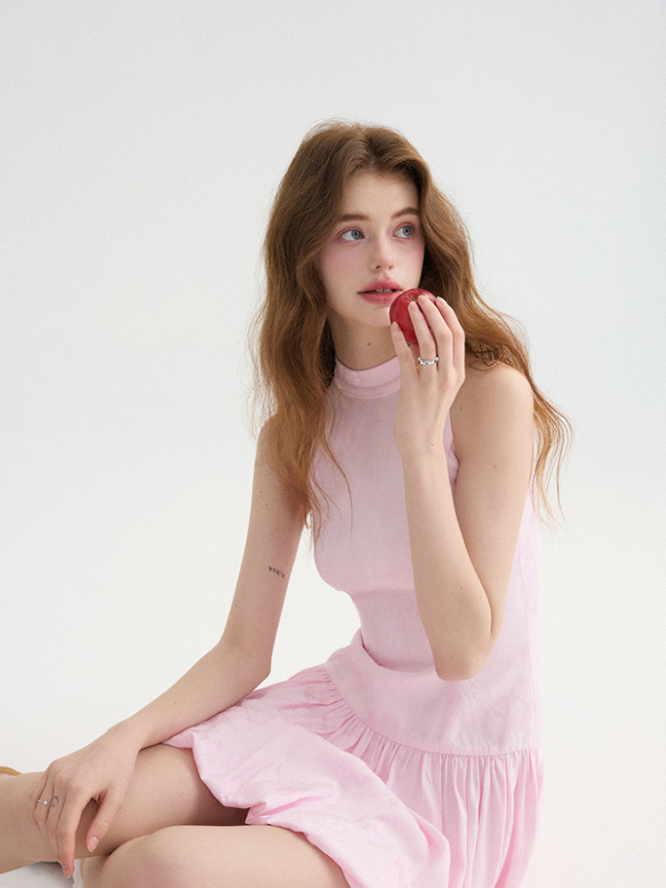 Peach Breeze Flare Mini Dress
