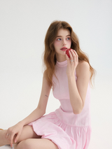 Peach Breeze Flare Mini Dress