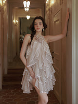 Whispering Petals Halter Cake Dress