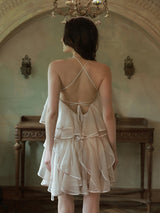 Whispering Petals Halter Cake Dress