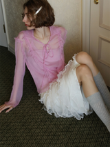 Bubblegum Whisper Sheer Silk Blouse